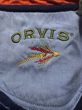 Orvis Navy Blue Quarter-Snap Pullover Sweatshirt M Sporty Fishing Boat Resort